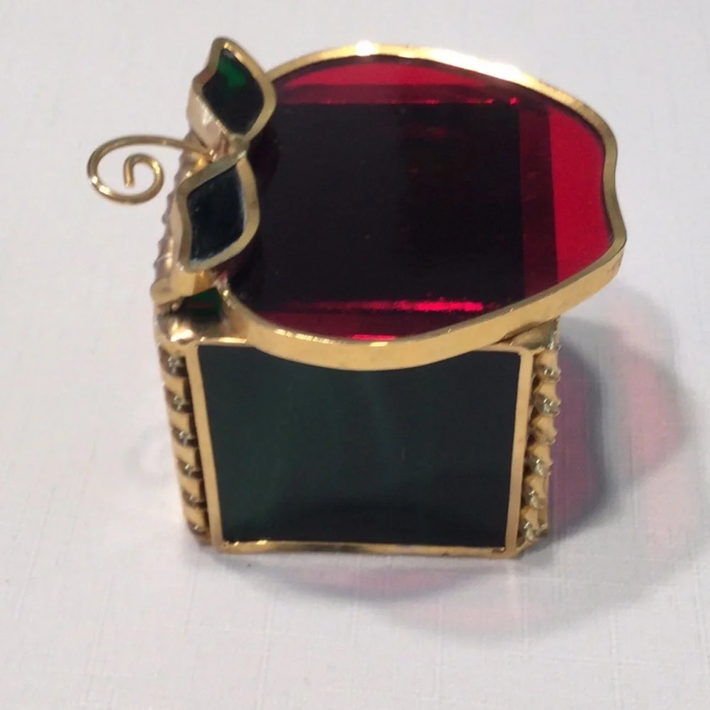 Apple Glass Hinged Trinket Box​
